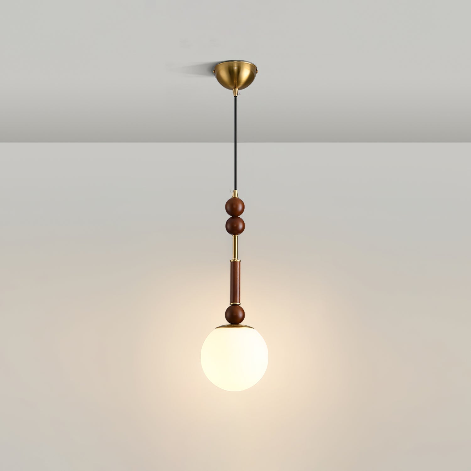 Roma Pendant Lamp Vintage European Ceiling Light | Wood Brass Glass Fabric Design | E26 E27 Compatible | Dining Living Room Lighting