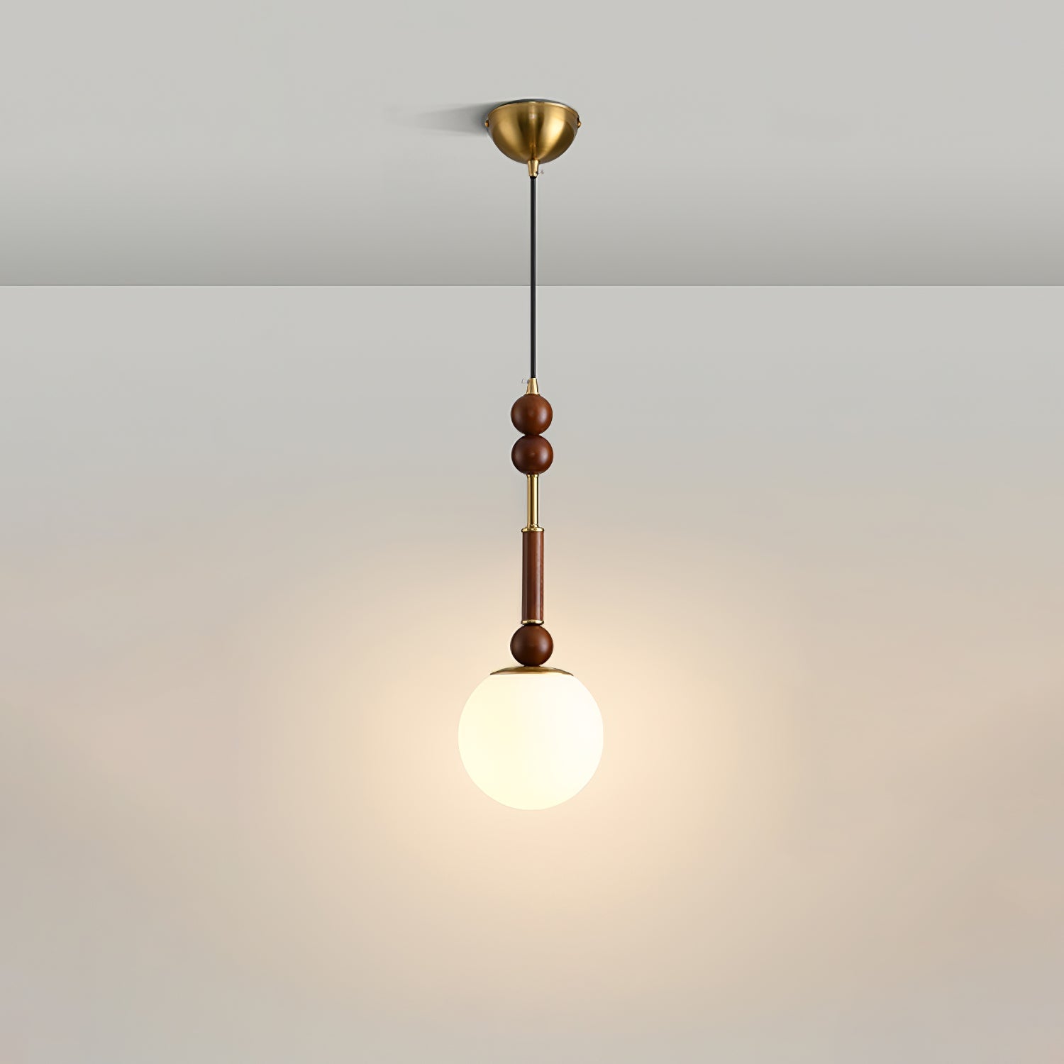 Roma Pendant Lamp Vintage European Ceiling Light | Wood Brass Glass Fabric Design | E26 E27 Compatible | Dining Living Room Lighting