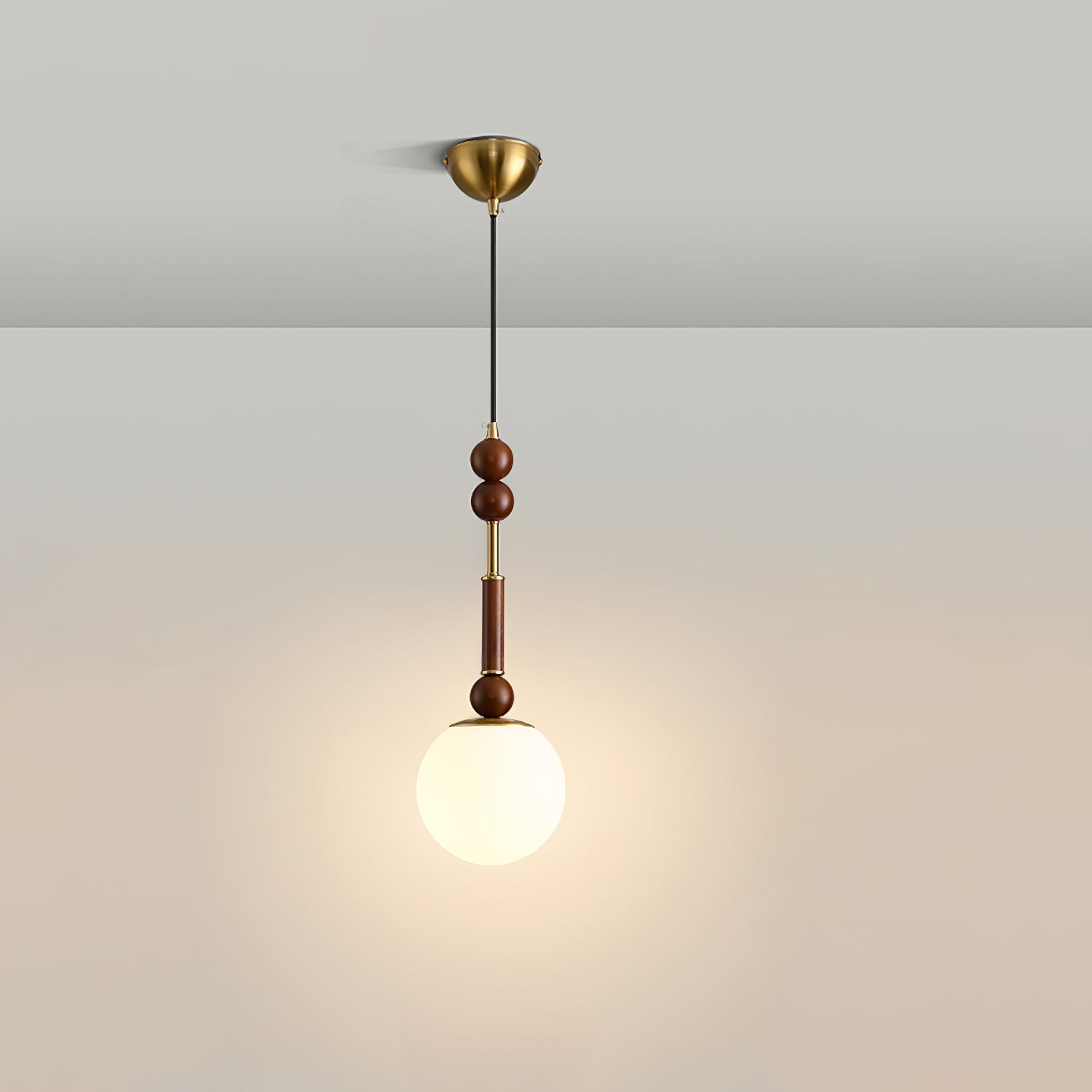 Roma Pendant Lamp Vintage European Ceiling Light | Wood Brass Glass Fabric Design | E26 E27 Compatible | Dining Living Room Lighting