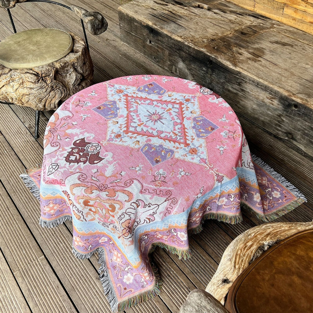 Boho Aztec Throw Blanket 51x62 Inch | Reversible Microfiber Blend | Sofa Bed Picnic Travel Blanket | Soft Cozy Design