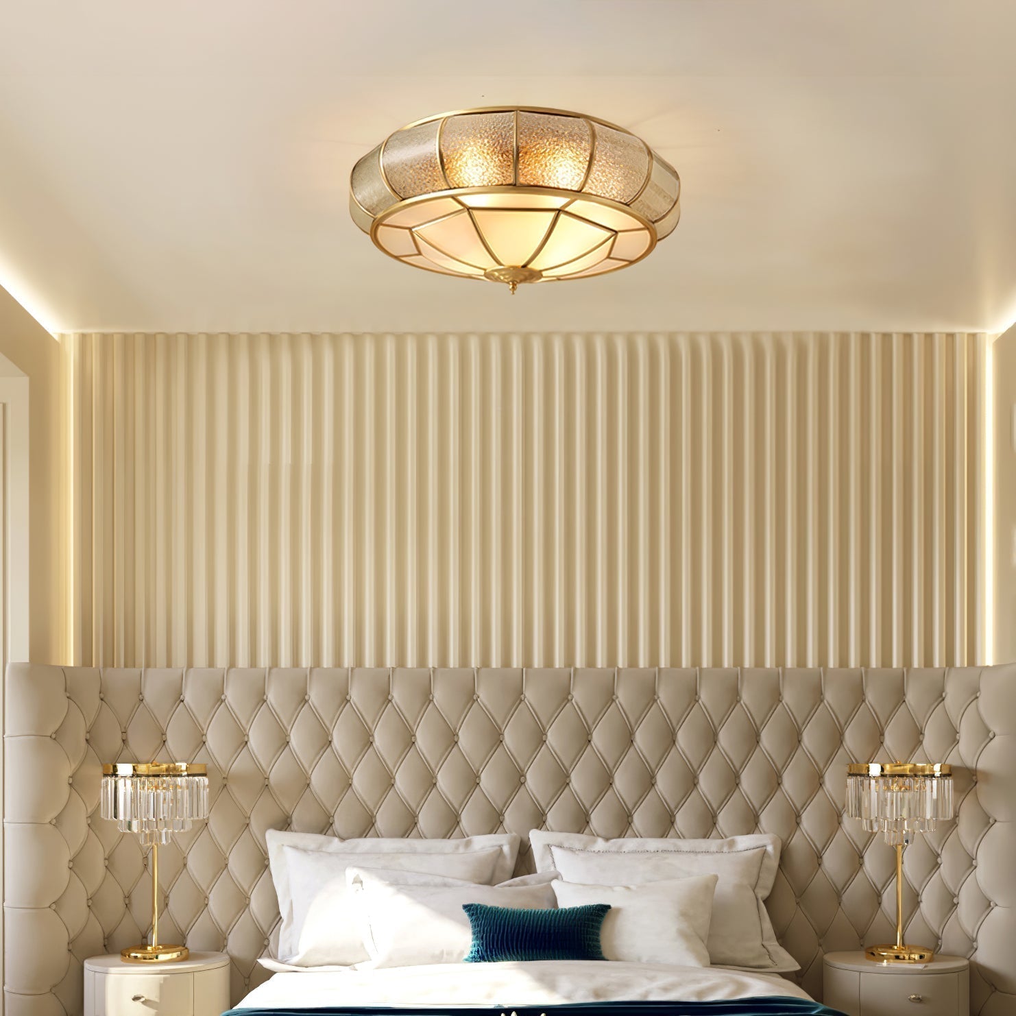 Round Glass Ceiling Lamp with Texture
