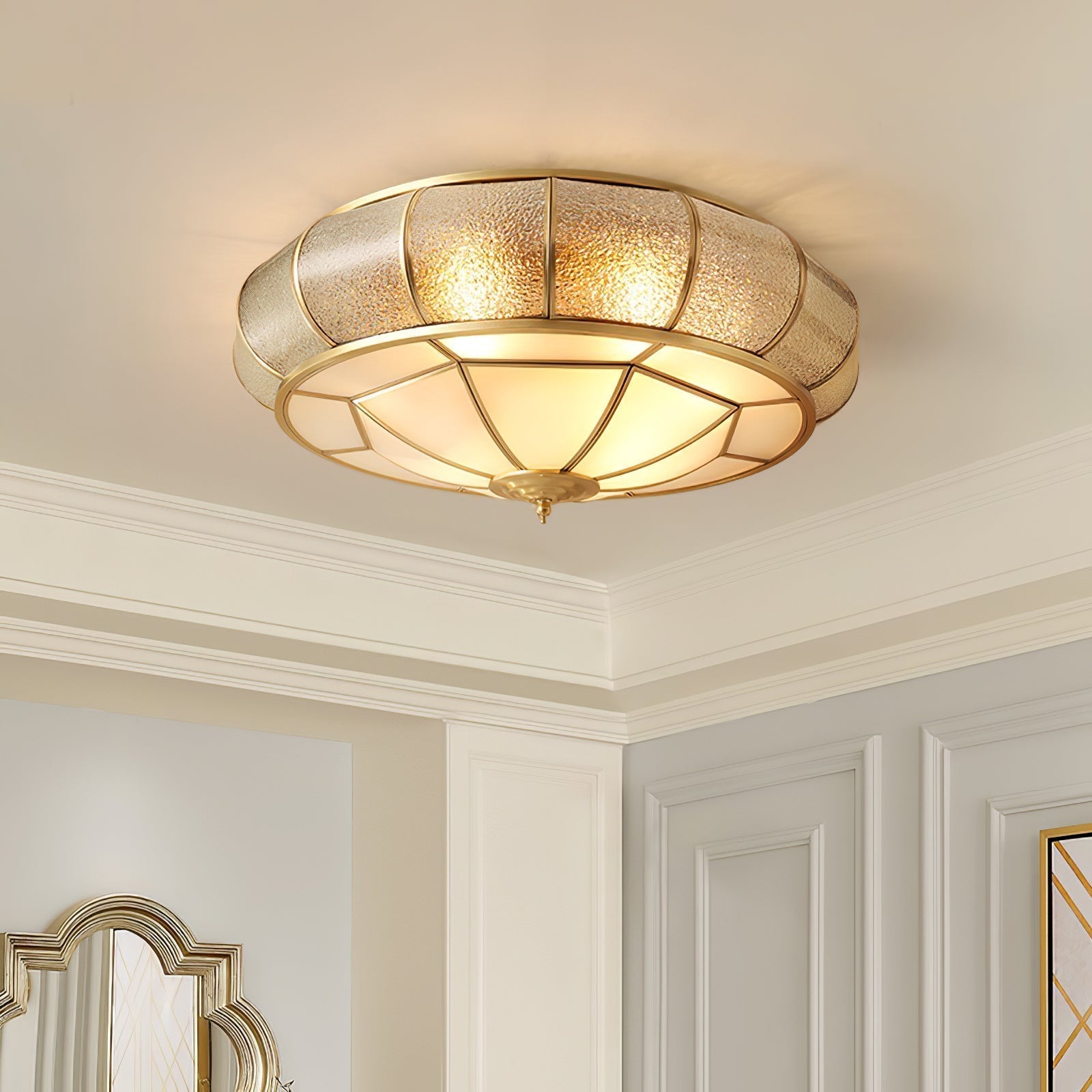 Round Glass Ceiling Lamp with Texture