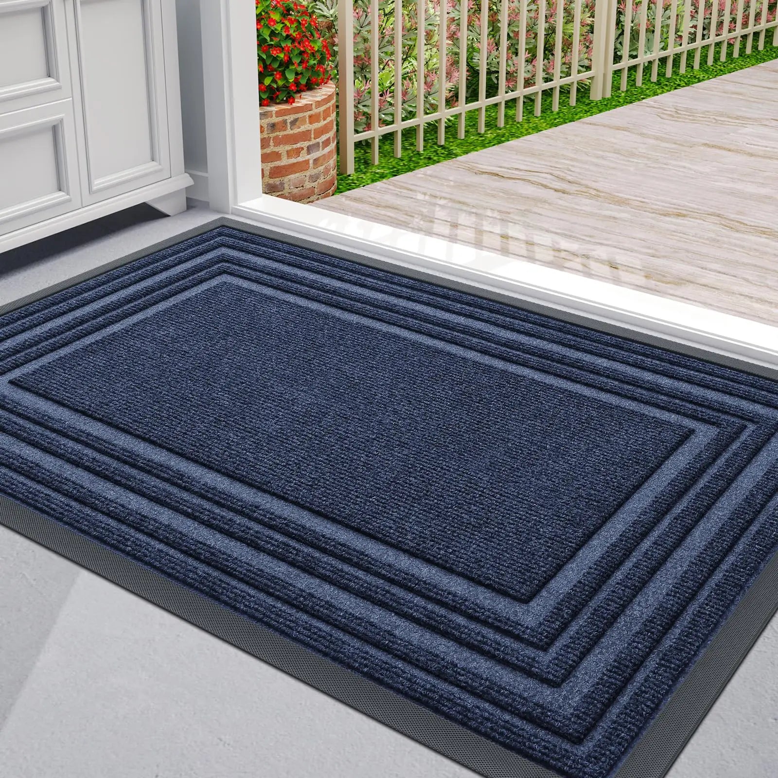 Aurelius Low Profile Door Mat | Non-Slip Natural Rubber Entrance Mat | Heavy-Duty Indoor & Outdoor Doormat