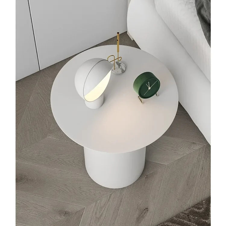 Treviano Round Wrought Iron Side Table with Storage | Modern Luxury Sofa & Bedside Table | Minimalist Metal Coffee Table, Freestanding Design