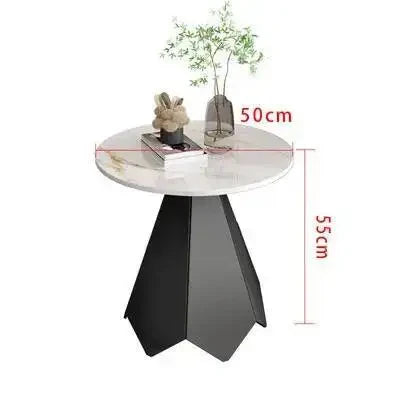Valdaro Modern Round Coffee Table | Marble-Look Luxury Side Table with Integrated Storage | Minimalist Metal Living Room Center Table | Elegant Home & Hotel Furniture