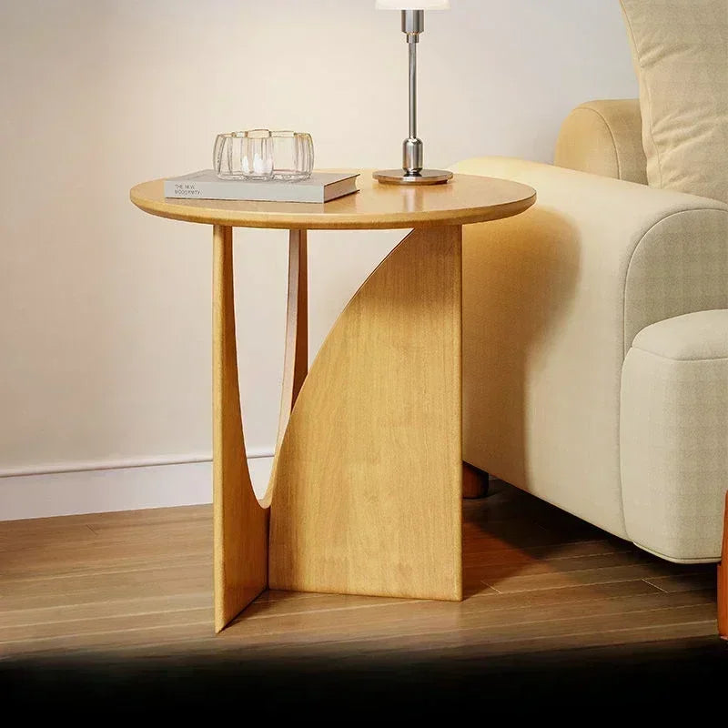 Arvellon Solid Wood Mini Corner Side Table | Round Minimalist Sofa & Nightstand Table | Compact Natural Wood Coffee Table, 18 mm