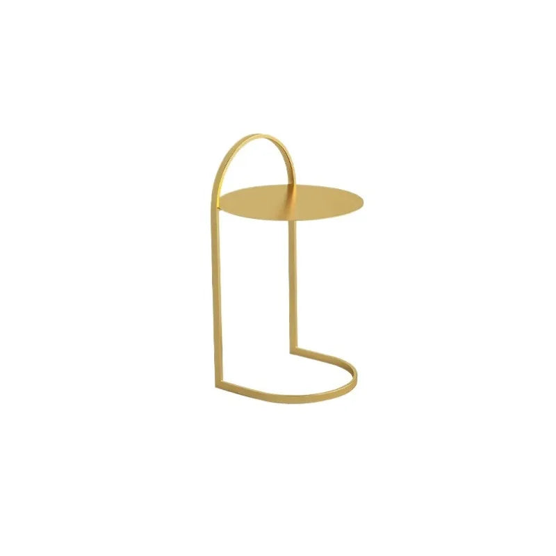 Marveillo Round Golden Iron Side Table | Nordic Modern Accent Table | Luxury Sofa & Plant Stand