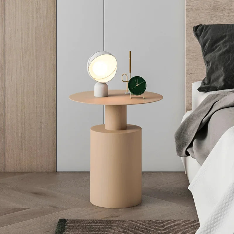 Treviano Round Wrought Iron Side Table with Storage | Modern Luxury Sofa & Bedside Table | Minimalist Metal Coffee Table, Freestanding Design