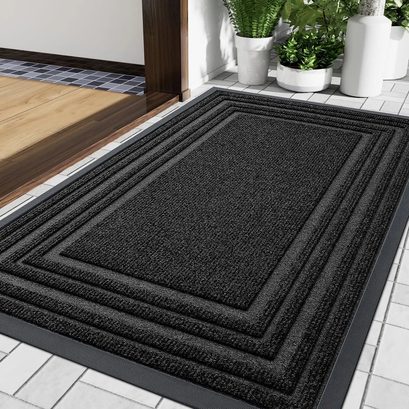 Aurelius Low Profile Door Mat | Non-Slip Natural Rubber Entrance Mat | Heavy-Duty Indoor & Outdoor Doormat