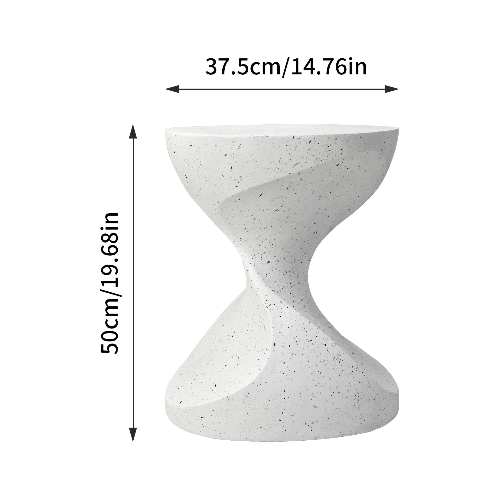 Zanvero White Hourglass Side Table | Lightweight Concrete Accent Table | Modern Sculptural Sofa & Nightstand Table