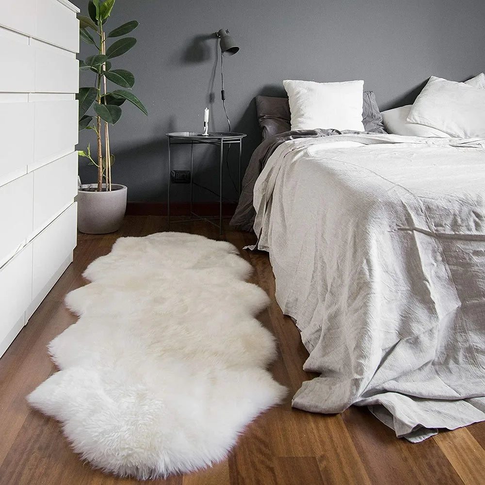 Novalyra Imitation Sheepskin Rug | Ultra Soft Plush Area Carpet | Cozy Bedroom & Living Room Floor Rug