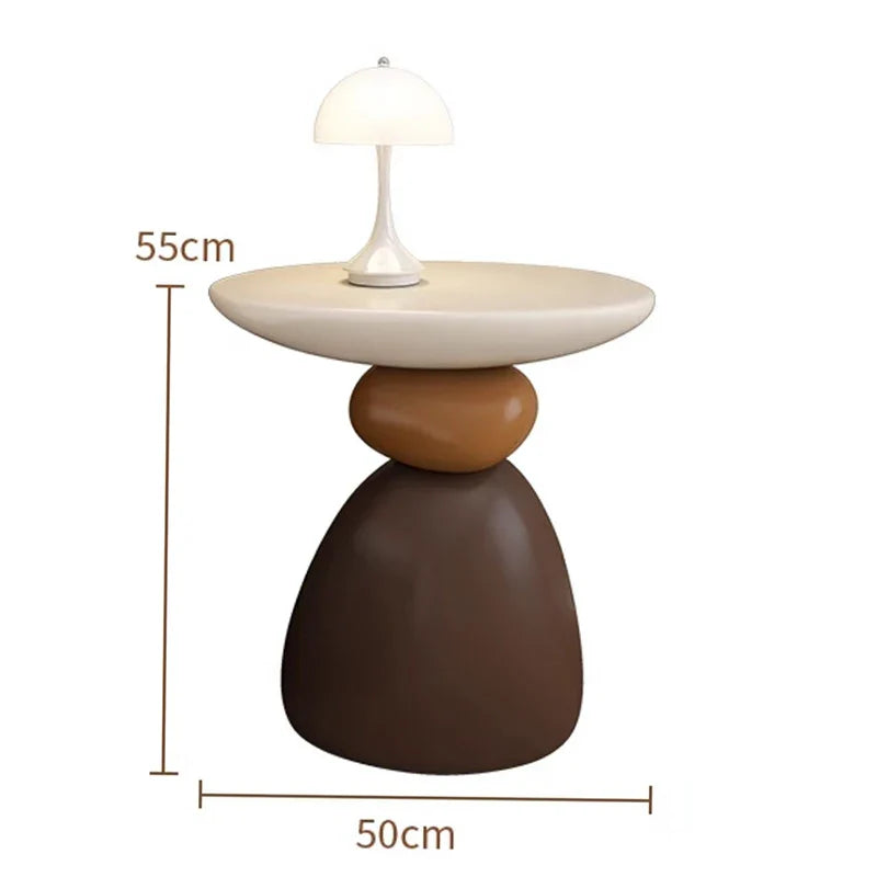 Caldero Luxe Stone Sculptural Side Table | Modern Resin Accent Table | Nordic Light Luxury Decorative Coffee Table