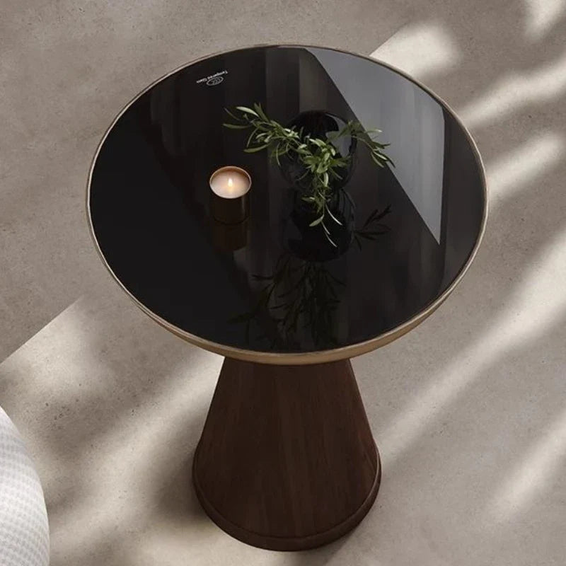 Solvaynne Nordic Round Coffee Table | Luxury Modern Glass Top Side Table with Metal Frame | Minimalist Living Room Center Table | Elegant Italian Style Design