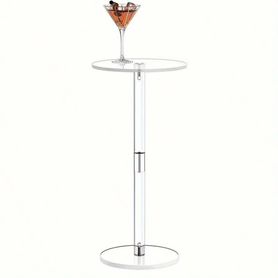 Caeliran Transparent Round Side Table | Foldable Acrylic Accent Table for Living Room