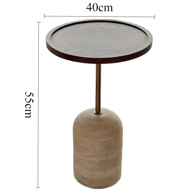 Marvellayne Round Side Table with Gravel Base | Modern Stainless Steel Accent Table | Luxury Sofa Side Table 40 cm