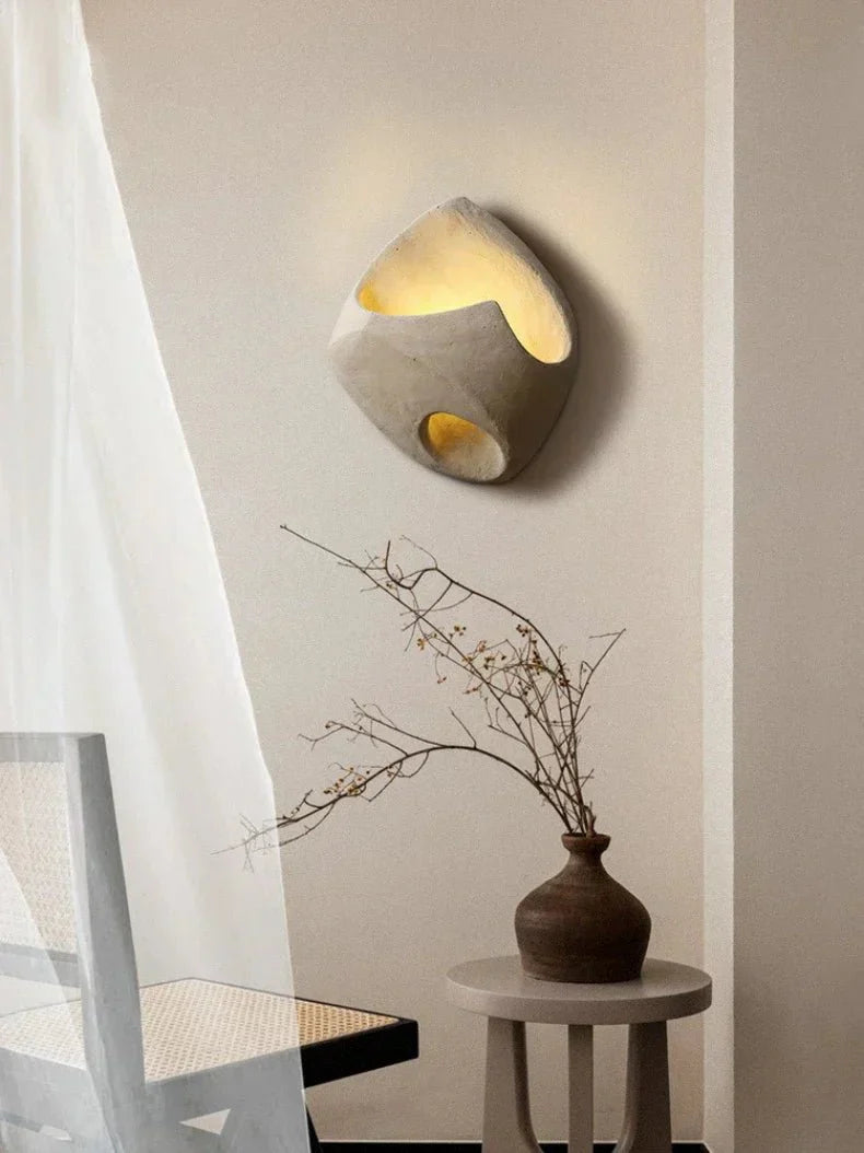 Art Deco Cement Style Wall Lamp for Interior Spaces | Sculptural Design | G4 LED Light | Resin Build | Modern Industrial Lighting