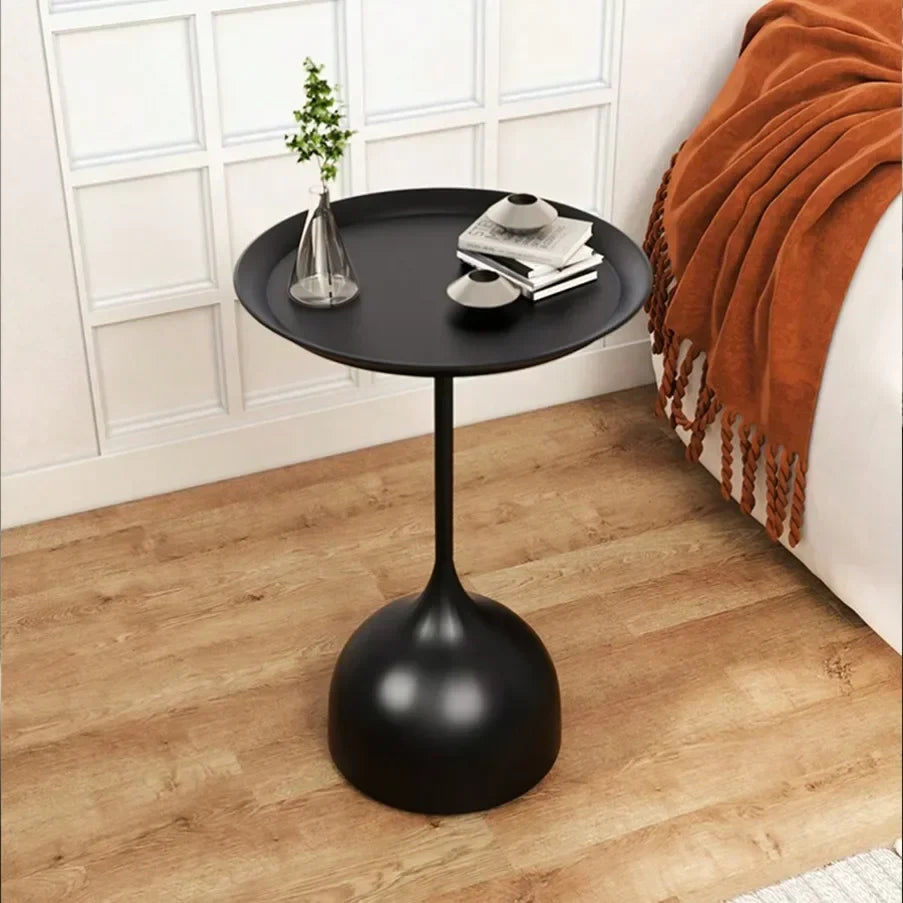 Valessia Scandinavian Round Side Table | Minimalist Metal Iron Frame Accent Table | Compact Nordic Coffee & Nightstand Table | D40 × H60 cm Modern Home Decor