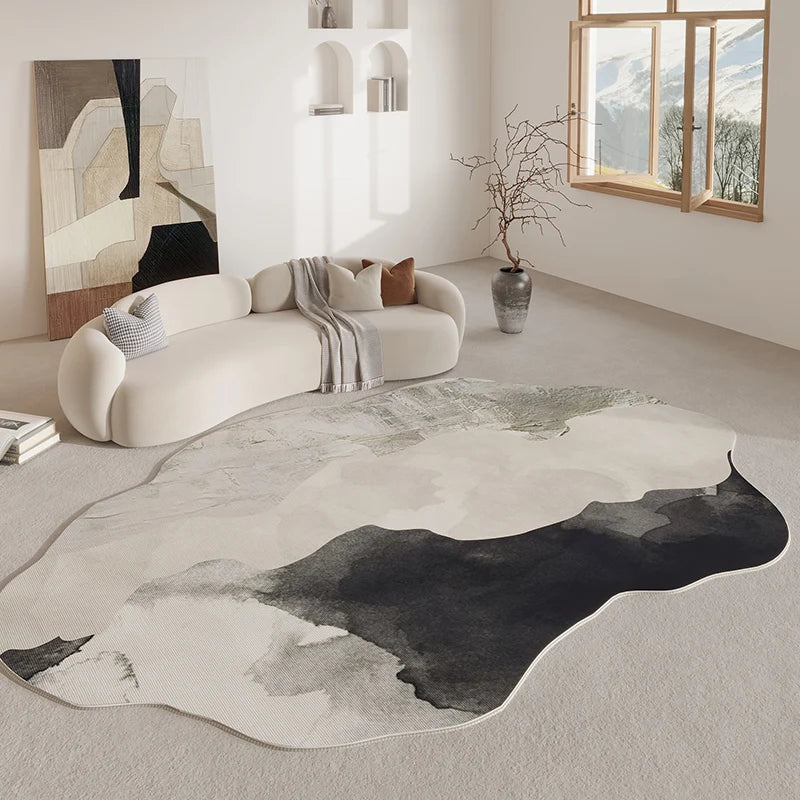 Enna Retro Area Rug | Soft Irregular Shaped Non-Slip Carpet | Modern Living Room & Bedroom Floor Rug