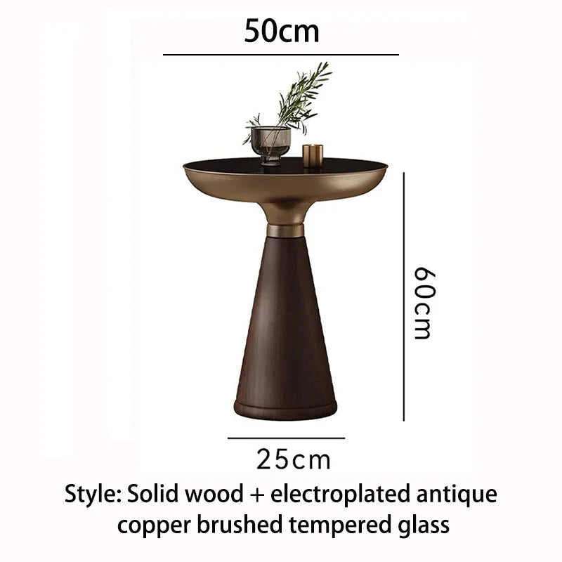 Solvaynne Nordic Round Coffee Table | Luxury Modern Glass Top Side Table with Metal Frame | Minimalist Living Room Center Table | Elegant Italian Style Design