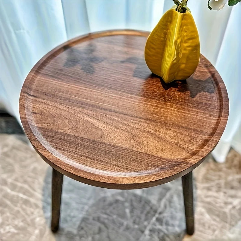 Zeraphia Wooden Coffee Table | Modern Luxury Side Table for Living Room | Compact Minimalist Center & Lounge Table | Brown Wood Design | Ø40 × H48.5 cm