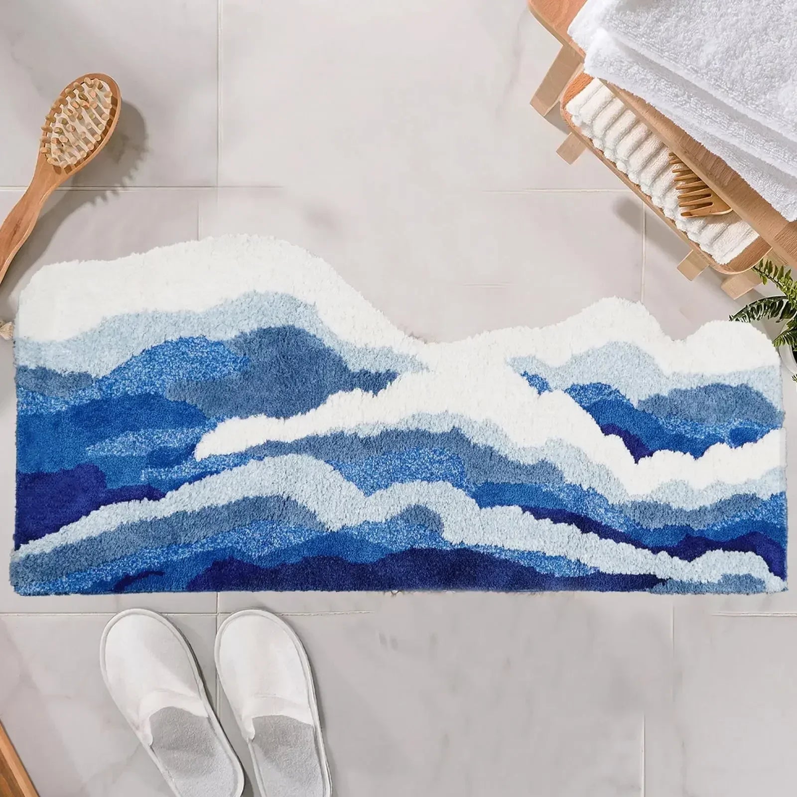 Waven Wave Tufted Carpet | Soft Plush Non-Slip Area Rug | Ocean-Inspired Bathroom, Bedroom & Living Room Mat
