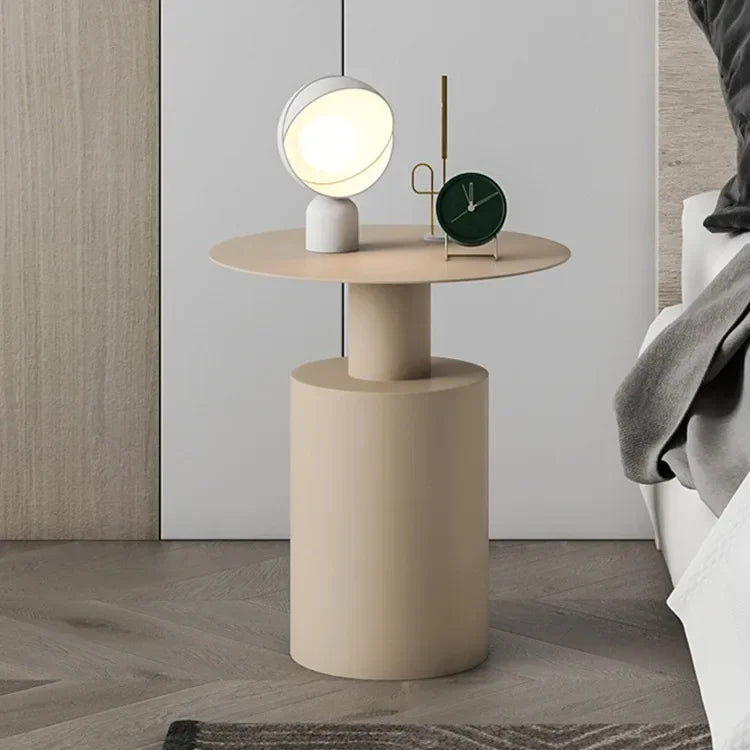 Treviano Round Wrought Iron Side Table with Storage | Modern Luxury Sofa & Bedside Table | Minimalist Metal Coffee Table, Freestanding Design