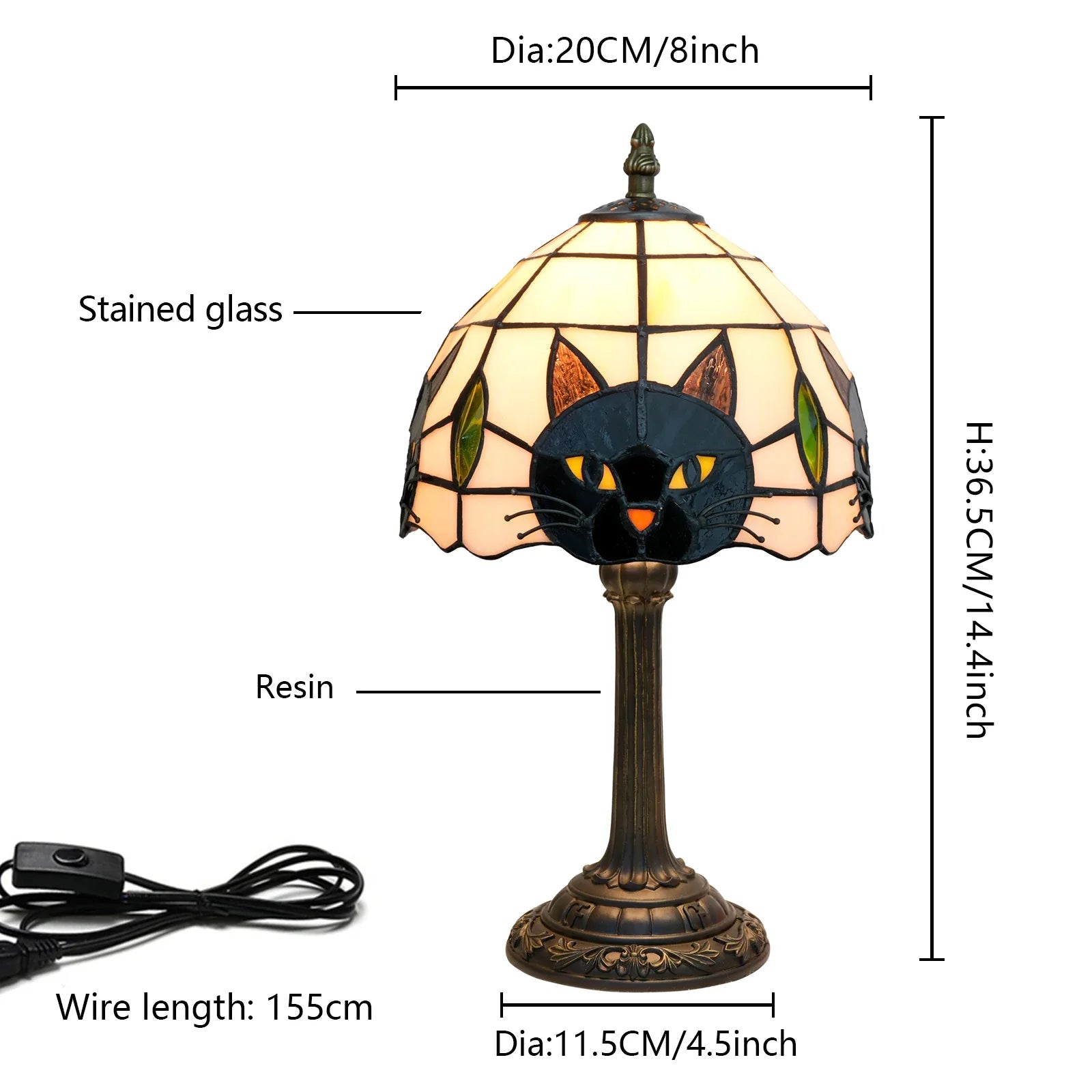 Luminia Black Cat Table Lamp | Decorative Nightstand Light for Kids Room & Bedroom | Resin Ambient Table Lamp | EU Plug