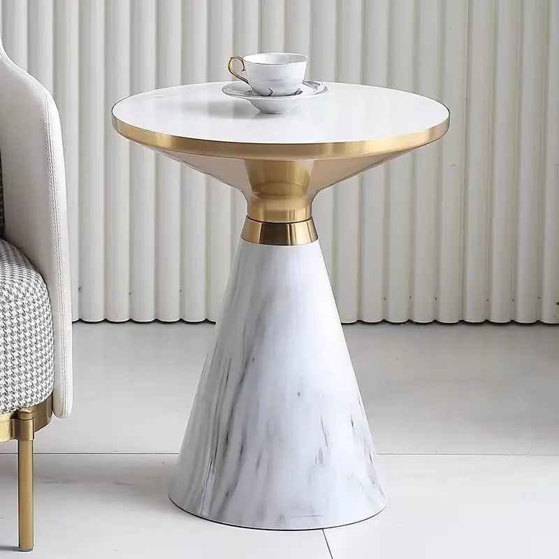 Eldorian Nordic Round Coffee Table | Light Luxury Side Table | Modern Accent Table for Living Room, Bedroom & Balcony