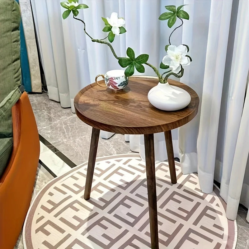 Zeraphia Wooden Coffee Table | Modern Luxury Side Table for Living Room | Compact Minimalist Center & Lounge Table | Brown Wood Design | Ø40 × H48.5 cm
