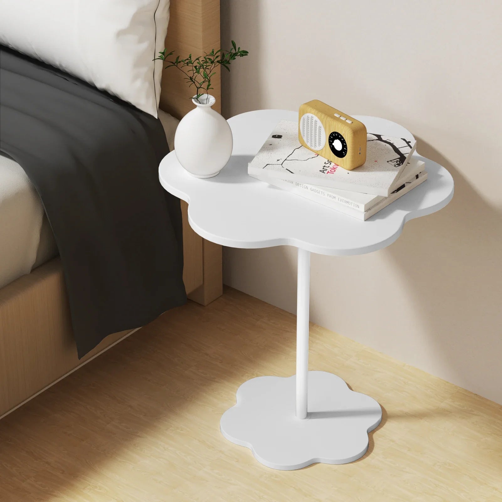 Velessa Cloud-Shaped Side Table | Wabi Sabi Organic Accent Table | Minimalist Artistic Nightstand & Sofa Table, 52 x 32.5 cm