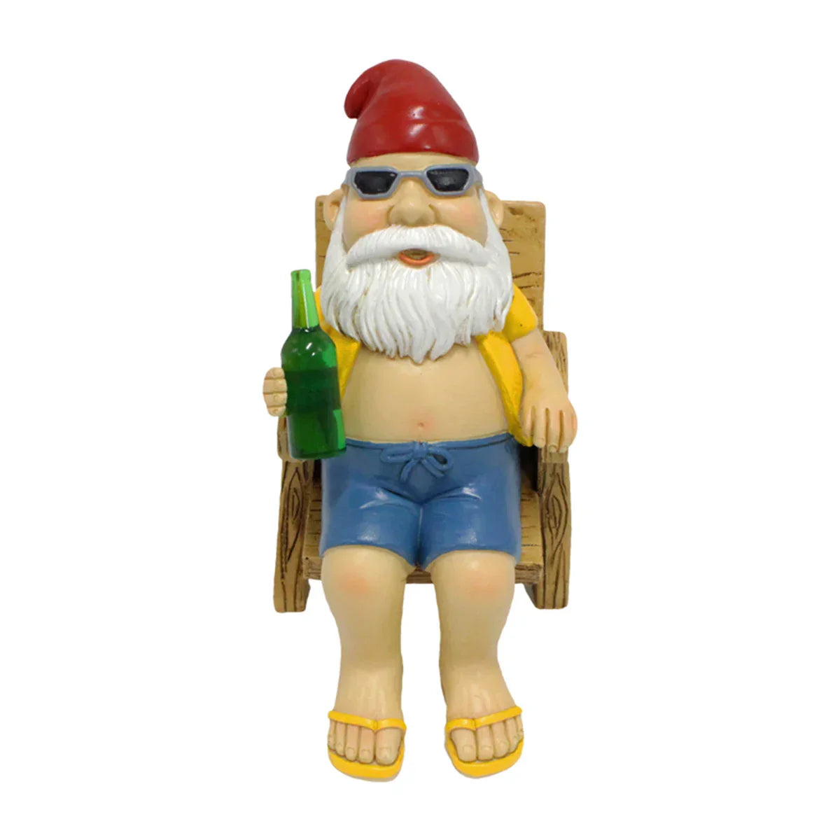 Garden Gnome Sunbather Figurine with Deck Chair for Garden & Patio | Weatherproof Resin Garden Decor | Summer Outdoor Ornament