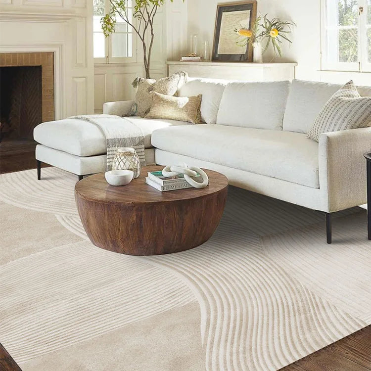 Vorenis Japanese Minimalist Area Rug | Fluffy Soft Non-Slip Carpet | Modern Bedroom & Living Room Floor Rug
