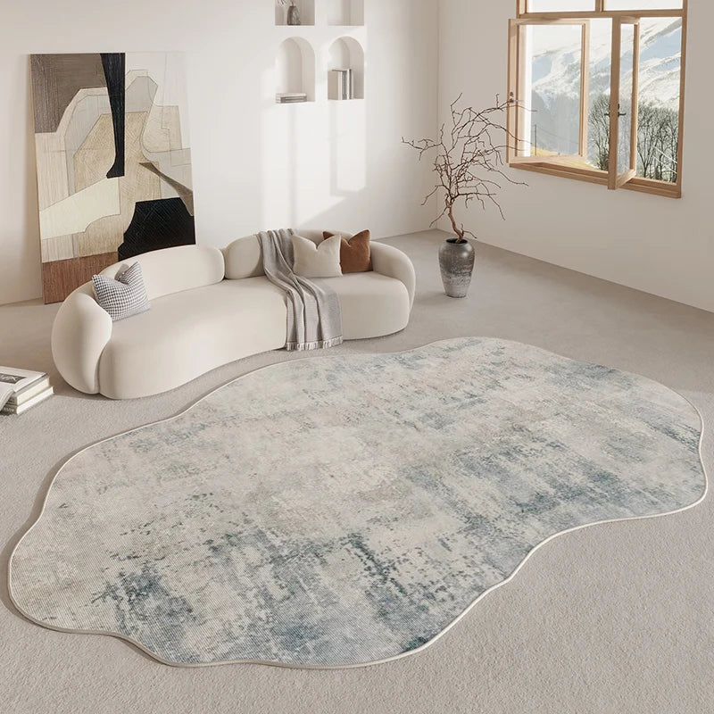 Enna Retro Area Rug | Soft Irregular Shaped Non-Slip Carpet | Modern Living Room & Bedroom Floor Rug