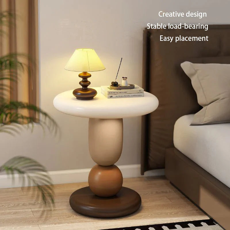 Noviran Round Coffee Table with Removable Side Top | Modern Organic Design | Contemporary Living Room Side Table