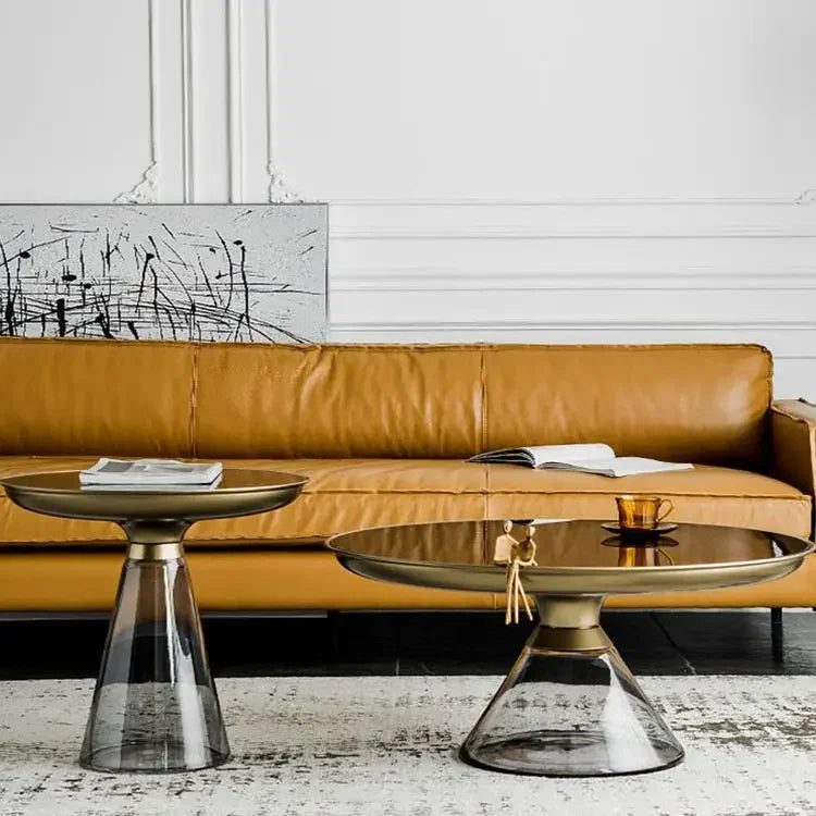 Bellario Round Glass Coffee Table | Italian Modern Side Table | Luxury Minimalist Accent Table