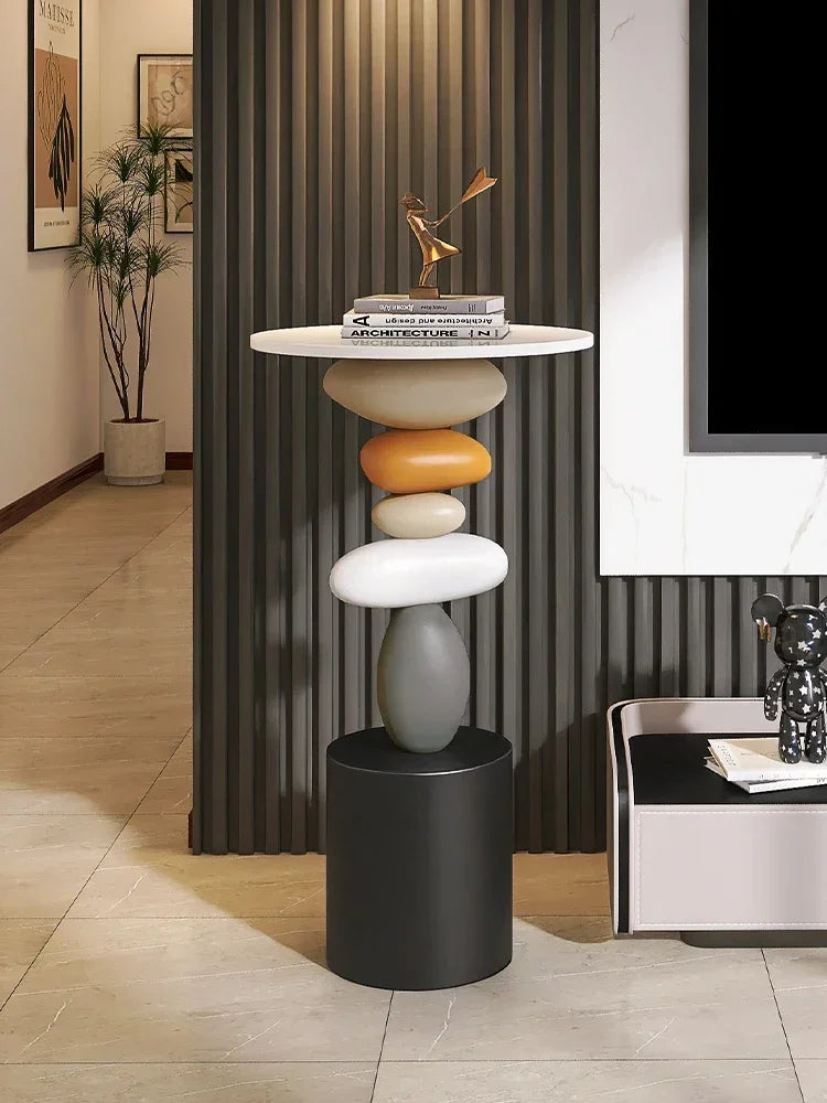 Veltrano Foldable Round Side Table | Modern Living Room Accent Table | Compact Coffee Table