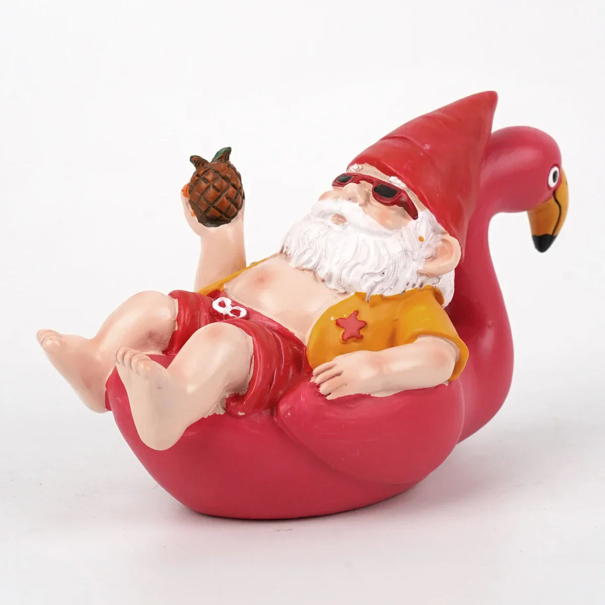 Tropical Garden Gnome with Pineapple for Garden & Balcony | Weatherproof Resin Decorative Figurine | Summer Outdoor Ornament