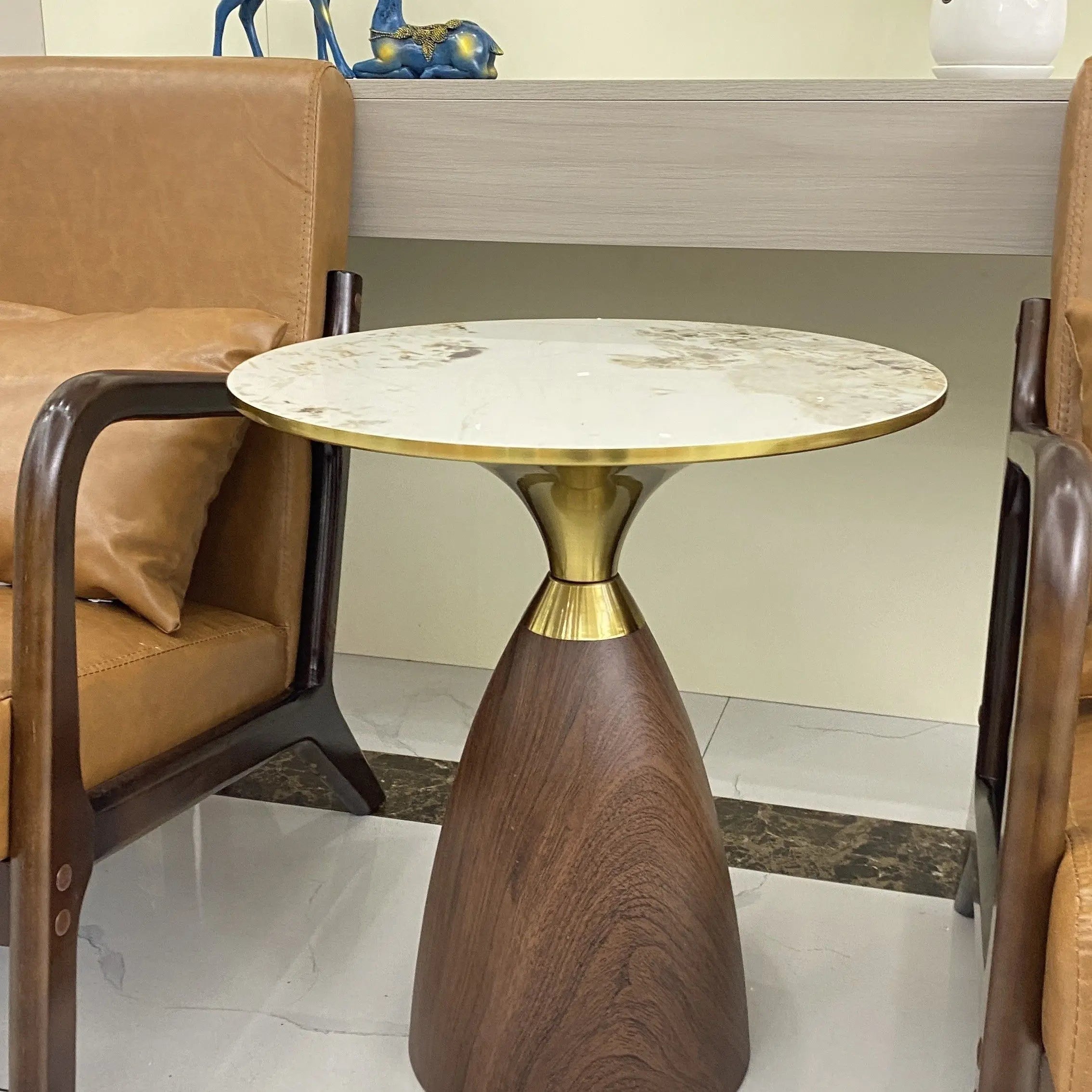 Eldorian Nordic Round Coffee Table | Light Luxury Side Table | Modern Accent Table for Living Room, Bedroom & Balcony