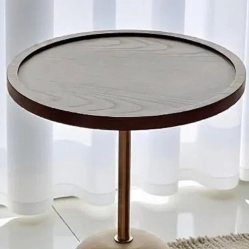 Marvellayne Round Side Table with Gravel Base | Modern Stainless Steel Accent Table | Luxury Sofa Side Table 40 cm