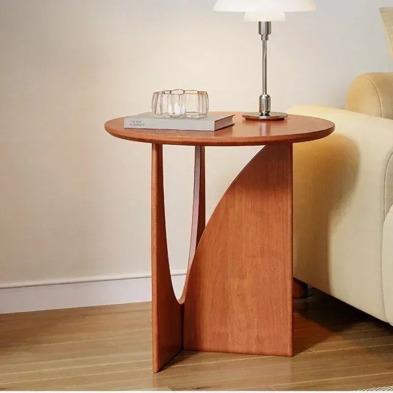 Arvellon Solid Wood Mini Corner Side Table | Round Minimalist Sofa & Nightstand Table | Compact Natural Wood Coffee Table, 18 mm