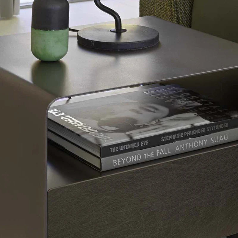 Rovesso Metal Industrial Nightstand with Drawer | Vintage Iron Bedside Table | Modern Loft Style Side Table
