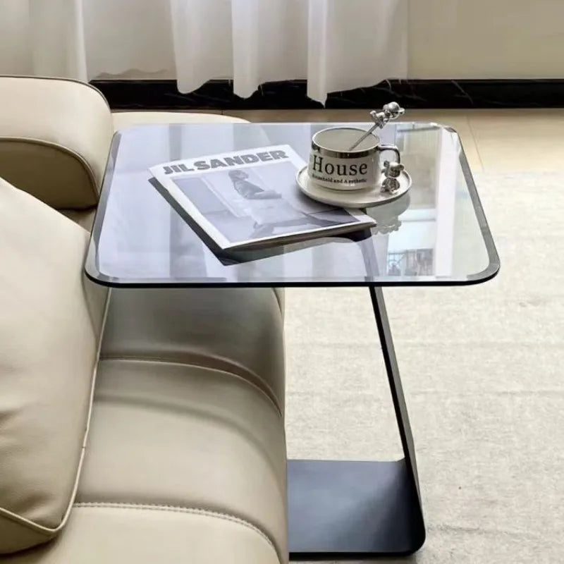 Velarno Round Tempered Glass Coffee Table | Modern Italian Minimalist Sofa Table | Luxury Metal Frame Living Room Side Table