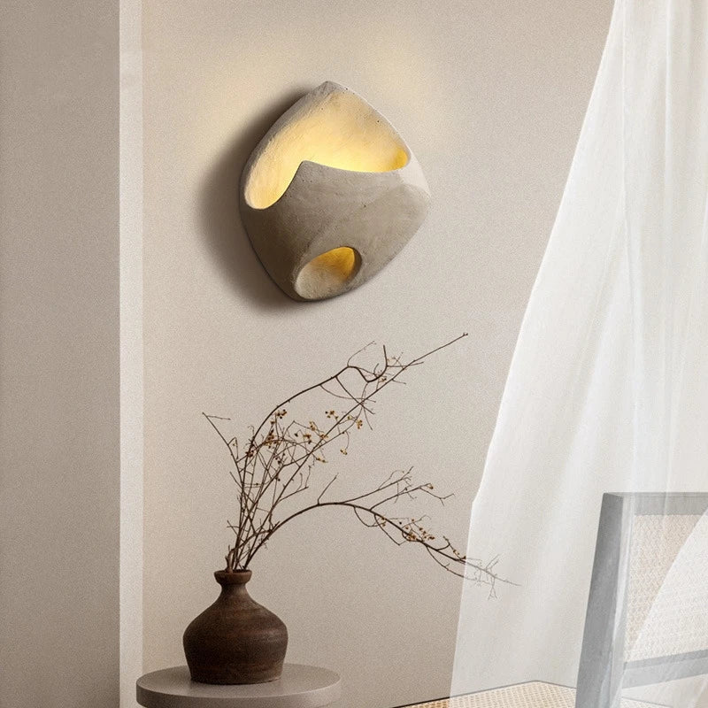 Art Deco Cement Style Wall Lamp for Interior Spaces | Sculptural Design | G4 LED Light | Resin Build | Modern Industrial Lighting