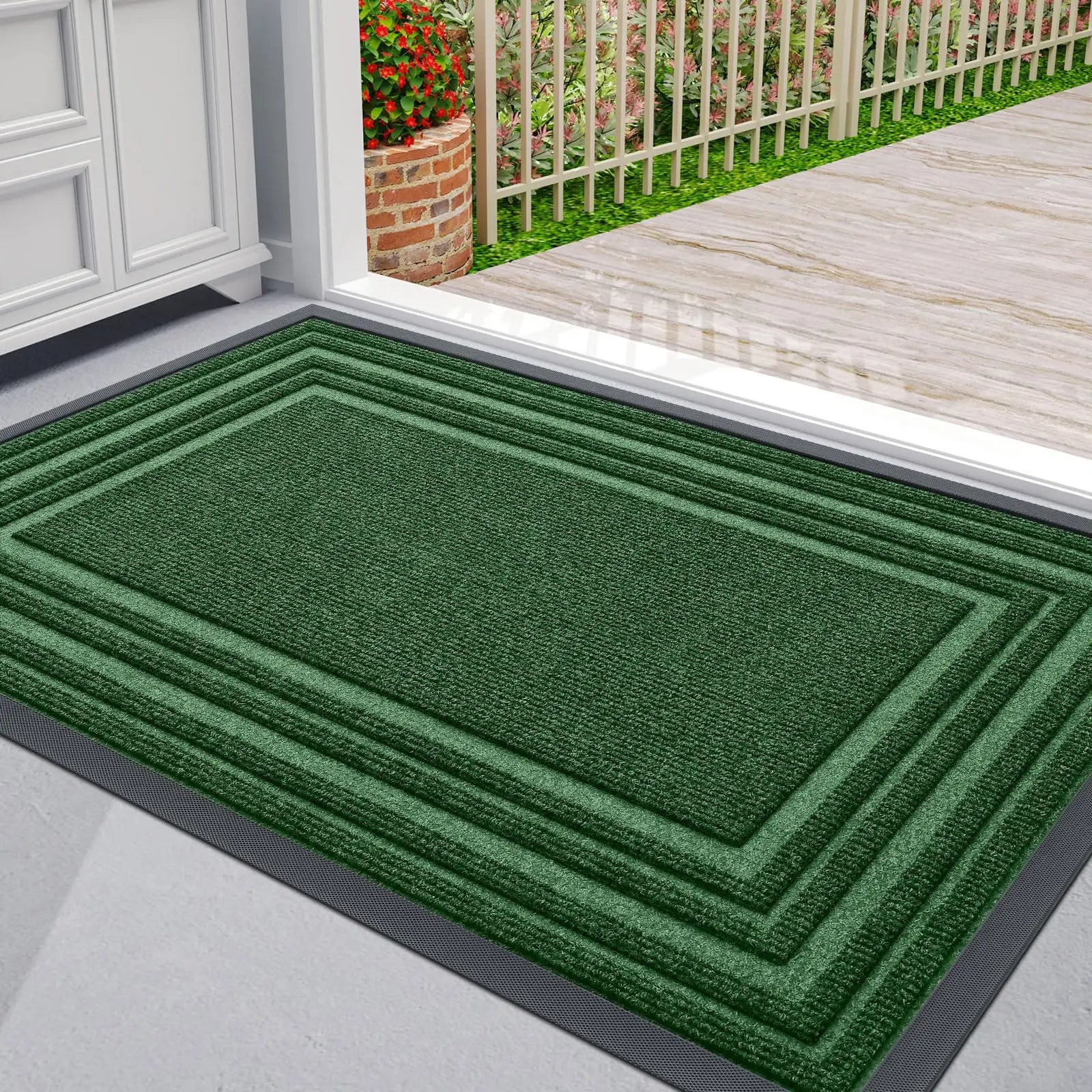 Aurelius Low Profile Door Mat | Non-Slip Natural Rubber Entrance Mat | Heavy-Duty Indoor & Outdoor Doormat