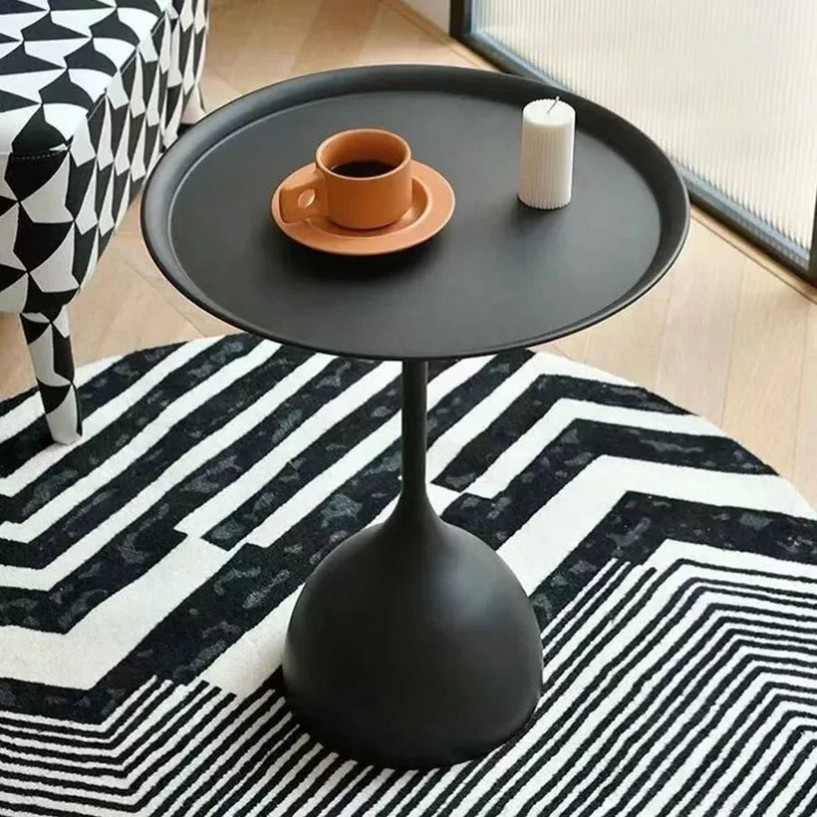 Valessia Scandinavian Round Side Table | Minimalist Metal Iron Frame Accent Table | Compact Nordic Coffee & Nightstand Table | D40 × H60 cm Modern Home Decor