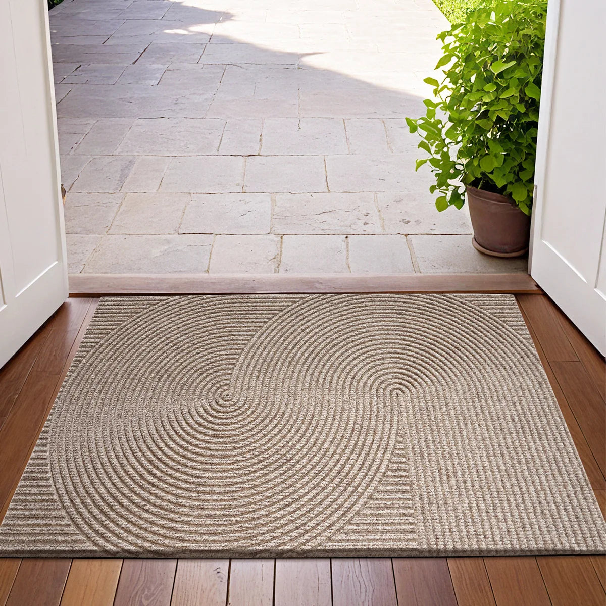 Nivara 3D Groove Door Mat | Non-Slip Polyester Entrance Rug | Durable Indoor & Outdoor Dirt Trap Mat