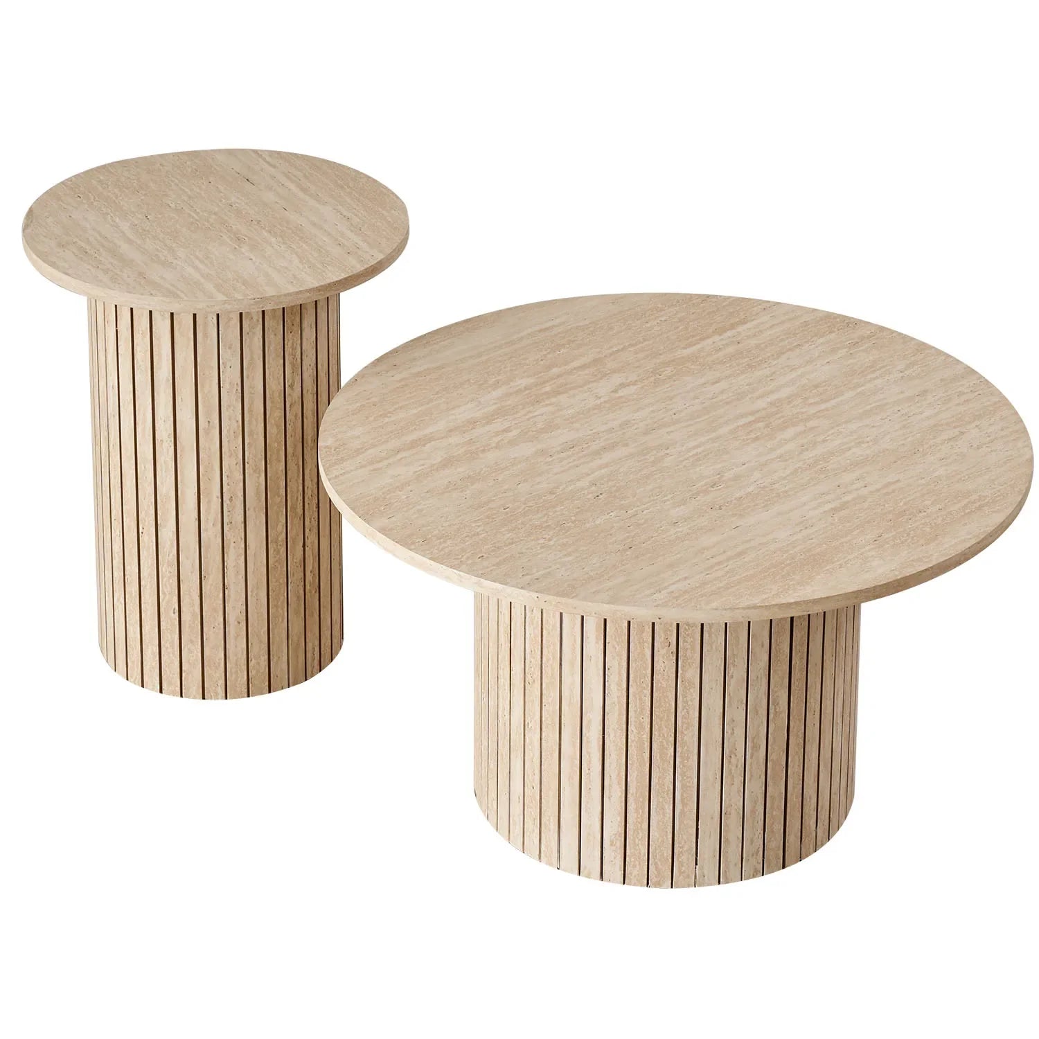 Arvellonn Round Nesting Coffee Table Set of 2 | 70 cm & 40 cm | Modern Space-Saving Center Tables