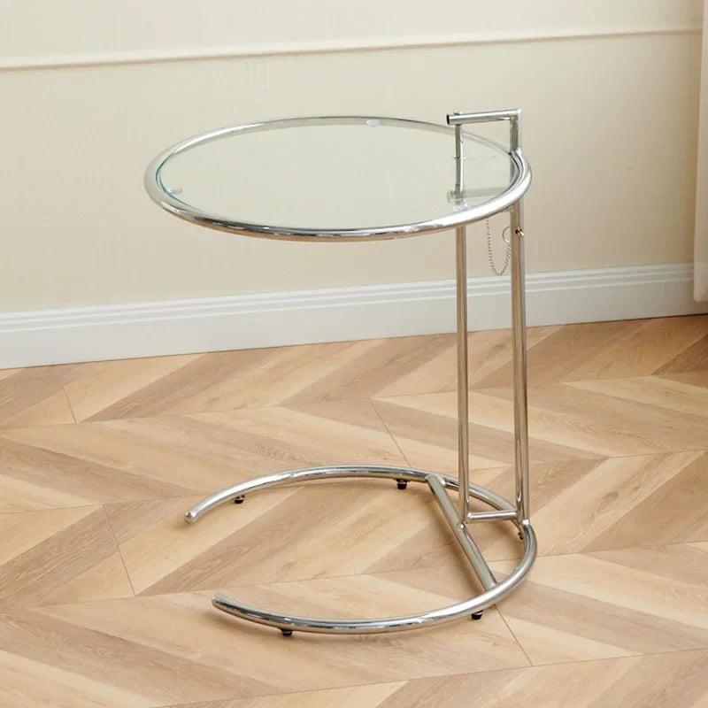 Solvane Glass Coffee Table | Scandinavian Stainless Steel Side Table with Adjustable Height | Modern Minimalist Tea & Nightstand Table | 50 × 50 cm