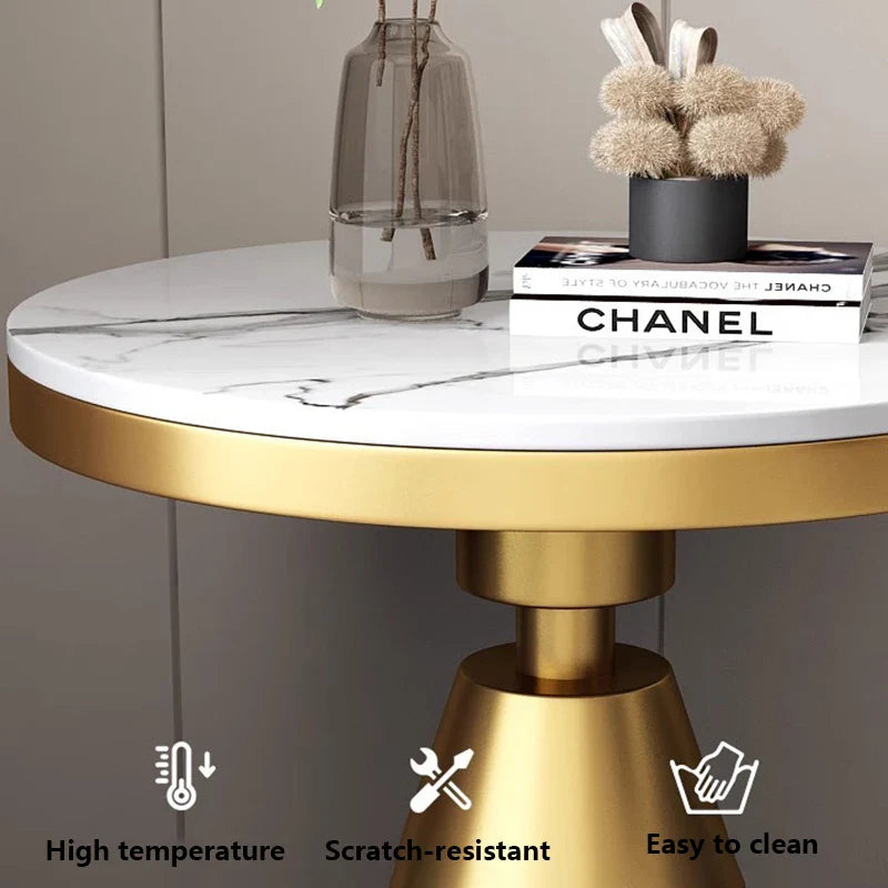 Elarian Modern Round Luxury Coffee Table | Metal & Marble Accent Table | Nordic Minimalist Center Table
