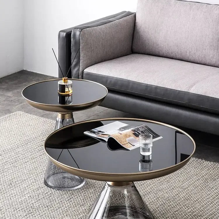 Bellario Round Glass Coffee Table | Italian Modern Side Table | Luxury Minimalist Accent Table